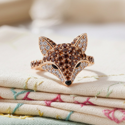 Sotiya Animal City Fox Design Coffee Cocktail Ring-Sotiya