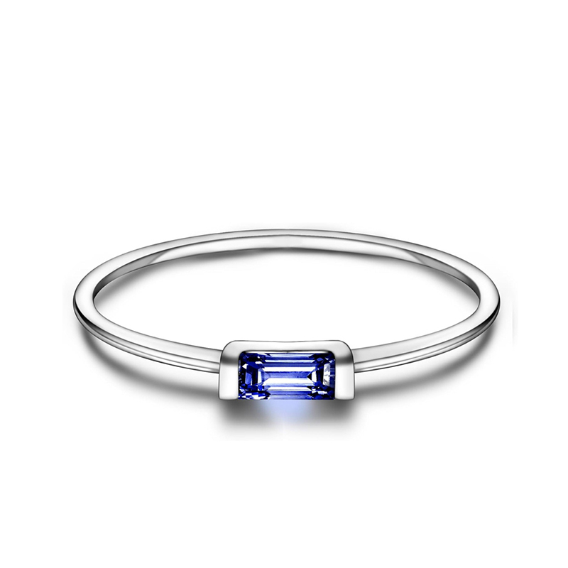 Sotiya 12 Birthstones Emerald Cut Stackable Ring Sterling Silver-Sotiya