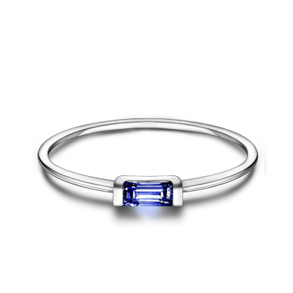 Sotiya 12 Birthstones Emerald Cut Stackable Ring Sterling Silver-Sotiya