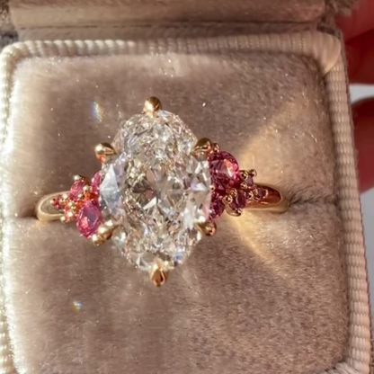 Sotiya Oval Cut Sidestones Petal Prongs Engagement Ring Sterling Silver-Sotiya