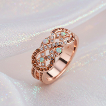 Sotiya Intertwined Infinity Knot Opal Coffee Women's Wedding Ring Sterling Silver-Sotiya
