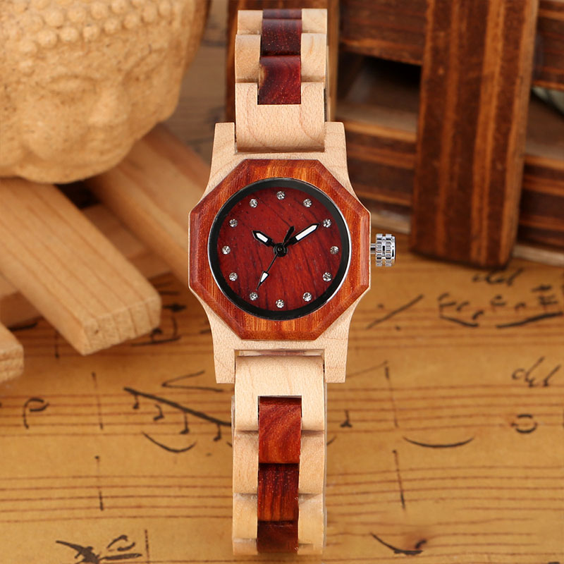 Sotiya Red Sandalwood Quartz Exquisite Ultra-thin Wooden Coffee Brown Watch-Sotiya
