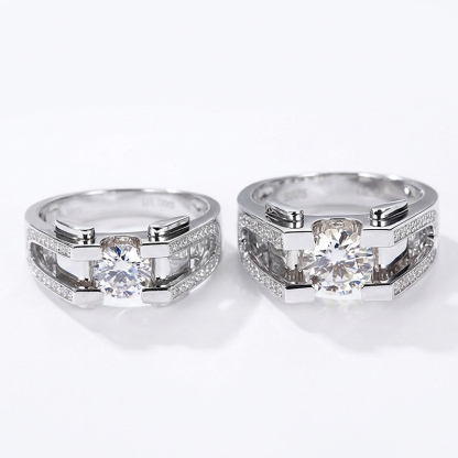 Sotiya Round Cut Moissanite Men's Wedding Ring Sterling Silver