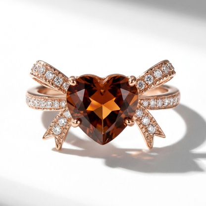 Sotiya Bowknot Heart Cut Coffee Engagement Ring Sterling Silver