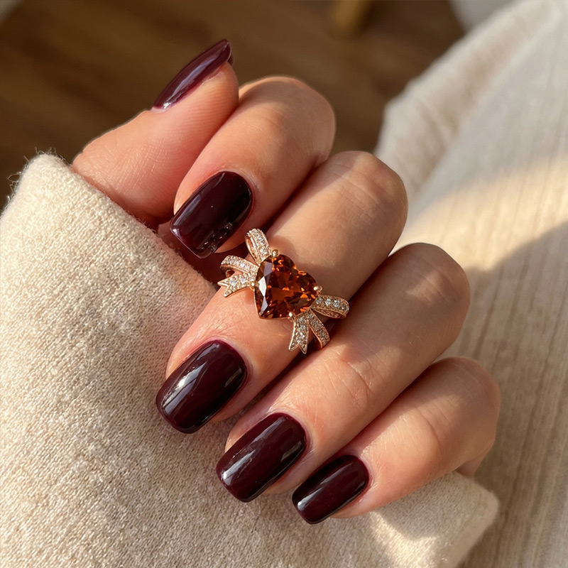 Sotiya Bowknot Heart Cut Coffee Engagement Ring Sterling Silver