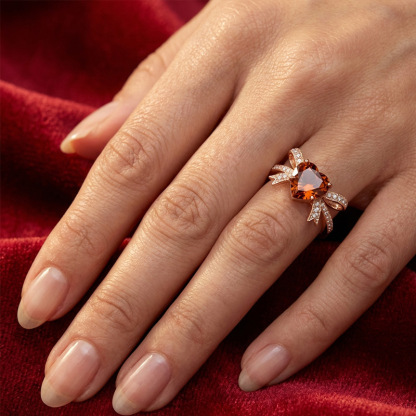 Sotiya Bowknot Heart Cut Coffee Engagement Ring Sterling Silver