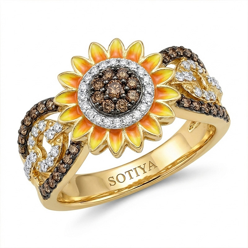 指輪・リング Sojie Sojiro Matsumoto Floral Ring Pt.1 Sotiya Artist Collection Coffee Sunflower Cocktail Ring Sterling