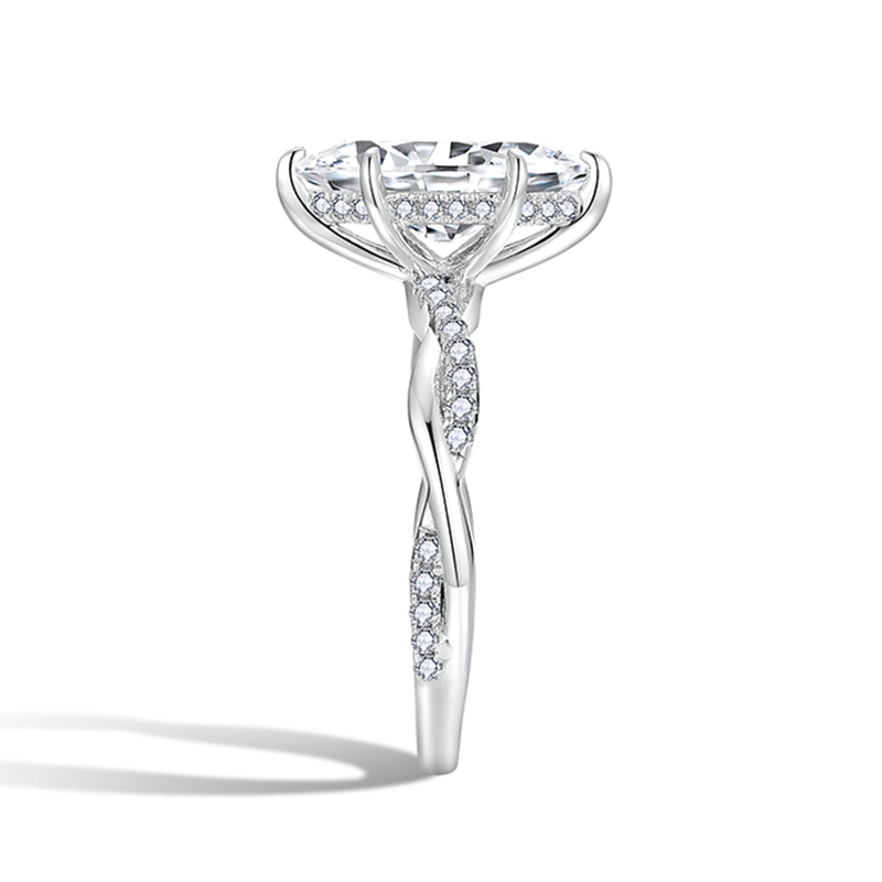 Sotiya Hidden Halo Twist Marquise Cut Moissanite Engagement Ring Sterling Silver