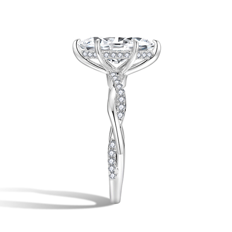 Sotiya Hidden Halo Twist Marquise Cut Moissanite Engagement Ring Sterling Silver