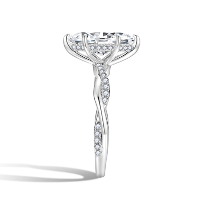 Sotiya Hidden Halo Twist Marquise Cut Moissanite Engagement Ring Sterling Silver