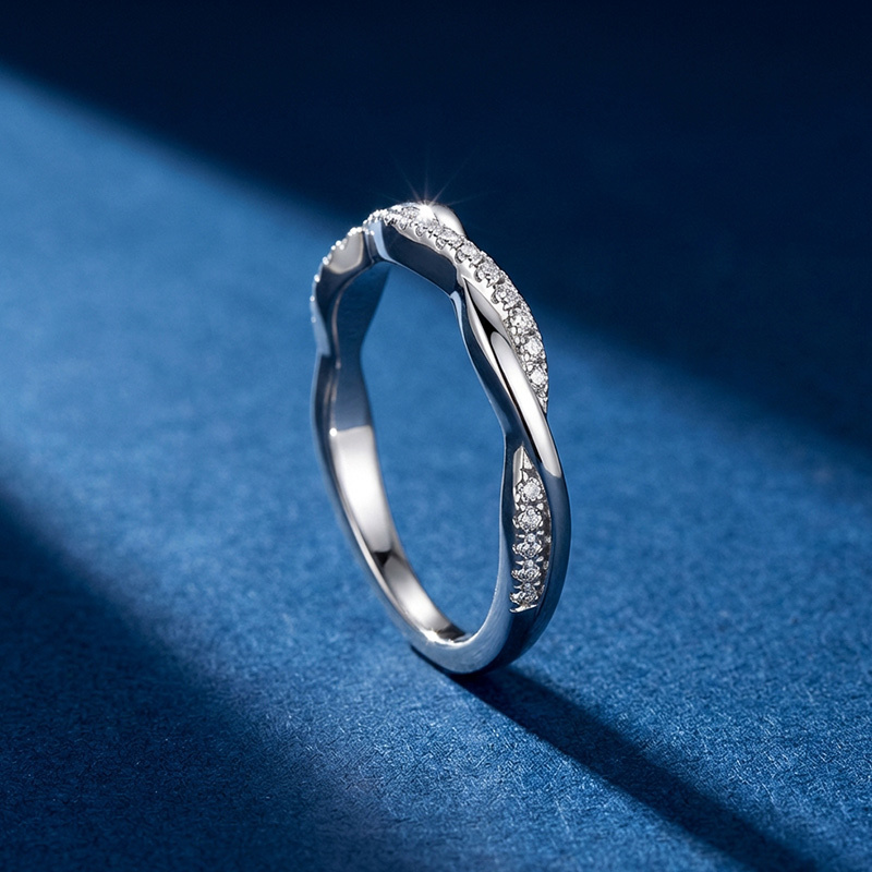 Sotiya Twist Round Cut Moissanite Women's Wedding Ring Sterling Silver