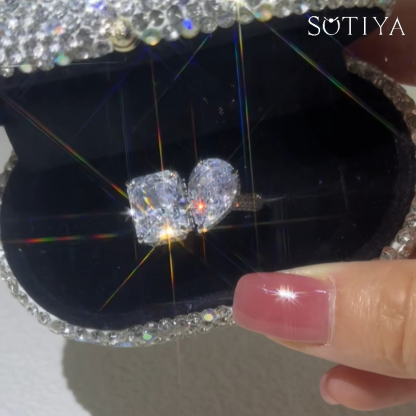 Sotiya Toi et Moi Radiant and Pear Cut Two Stone Engagement Ring High-carbon Zircon Sterling Silver