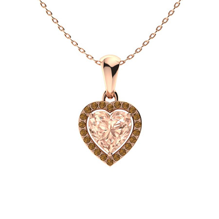 Sotiya Coffee Halo Morganite Heart Cut Necklace Sterling Silver-Sotiya