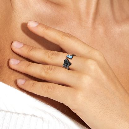 Sotiya Skull Emerald Cut Open Ring Sterling Silver-Sotiya