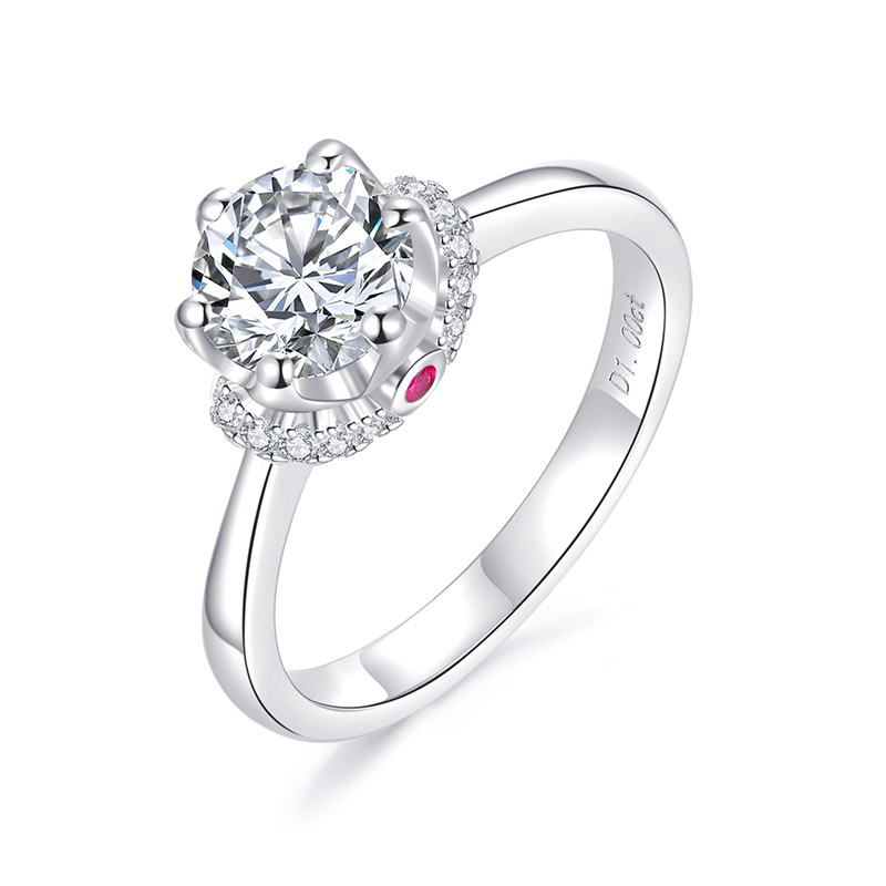Sotiya Round Cut Moissanite Engagement Ring Sterling Silver-Sotiya