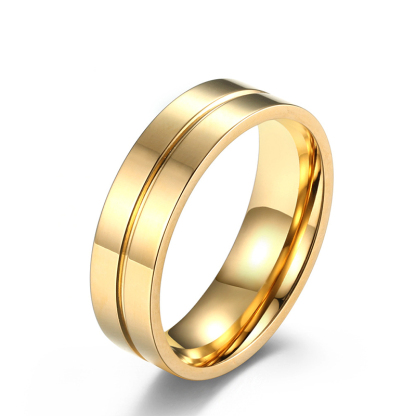 Sotiya Simple Yellow Gold Tone Men's Wedding Ring Titanium Steel-Sotiya