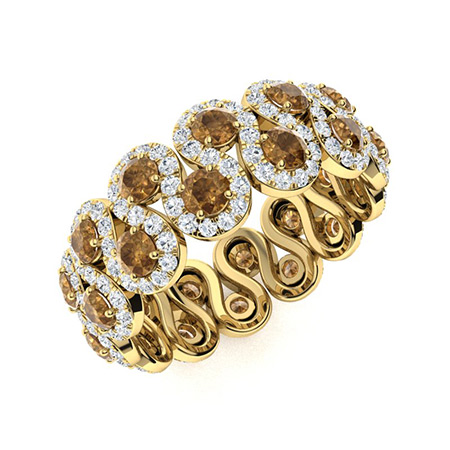 Sotiya S-shaped Round Cut Coffee Eternity Ring Sterling Silver-Sotiya