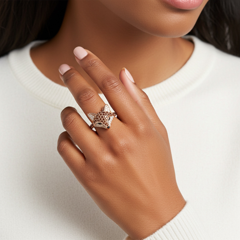 Sotiya Animal City Fox Design Coffee Cocktail Ring-Sotiya