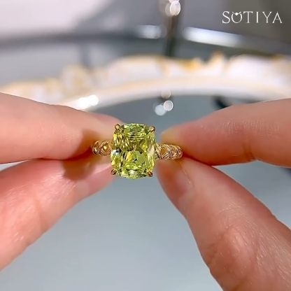 Sotiya Solitaire Fat Oblong Cut Engagement Ring Sterling Silver