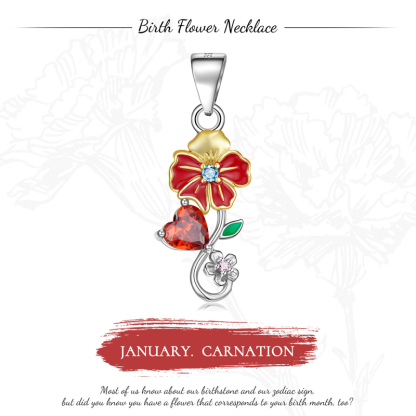 Sotiya Personalized 12 Birthstones Birth Month Flower Necklace Sterling Silver-Sotiya
