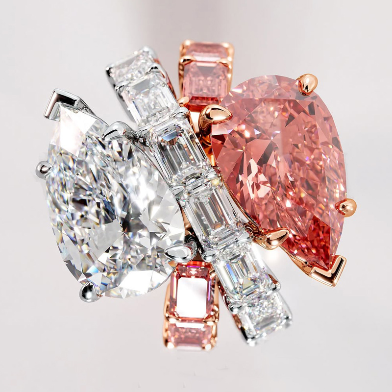 Sotiya Toi et Moi Crossover Pear Cut Two Stone Engagement Ring Sterling Silver-Sotiya