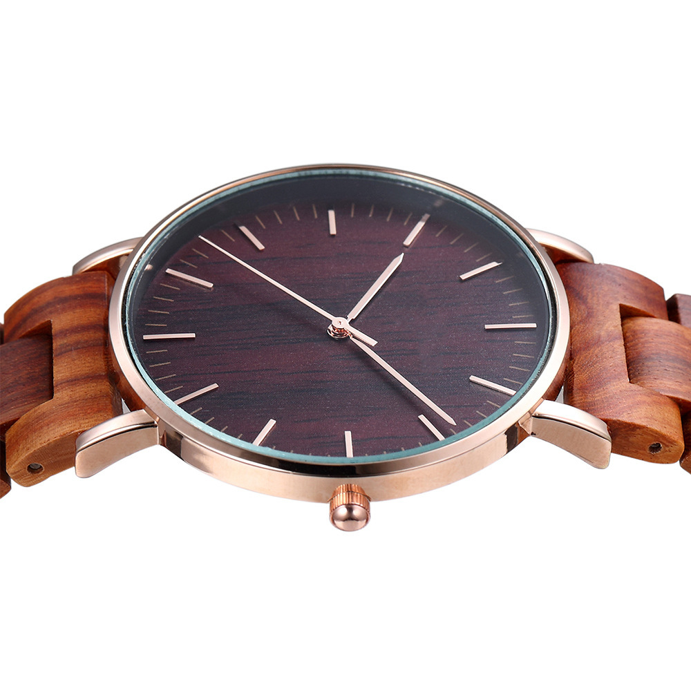Sotiya Simple Zebrawood Sandalwood Quartz Coffee Wooden Watch-Sotiya