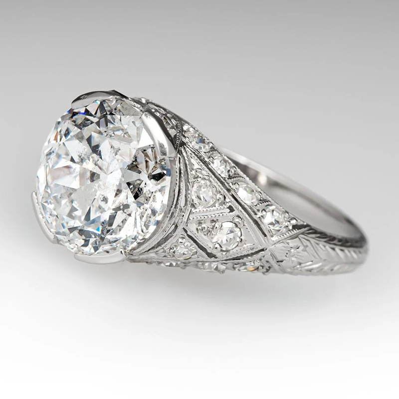 Sotiya Round Cut Vintage Engagement Ring Sterling Silver-Sotiya
