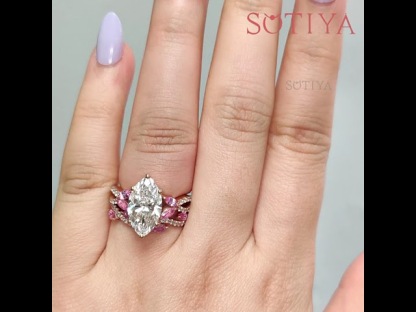 Sotiya Twisted Vine Marquise Cut Luxury Wedding Bridal Ring Set Sterling Silver