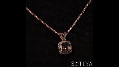 Sotiya Two Tone Halo Cushion Cut Coffee Necklace Sterling Silver