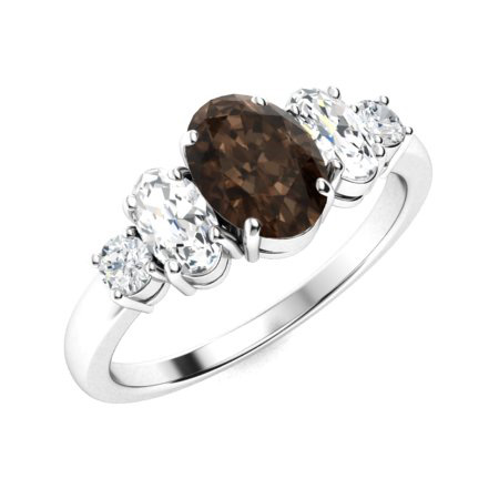 Sotiya Sidestone Coffee Oval Cut Engagement Ring Sterling Silver-Sotiya