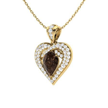 Sotiya Coffee Pear Cut Heart Necklace Sterling Silver-Sotiya