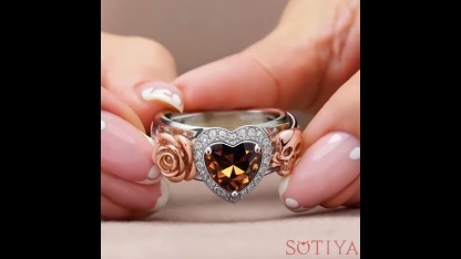 Sotiya Flower Skull Halo Heart Cut Coffee Engagement Ring Sterling Silver