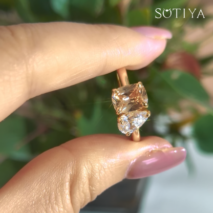 Sotiya Toi et Moi Pear and Cushion Cut Two Stone Engagement Ring High-carbon Zircon Sterling Silver