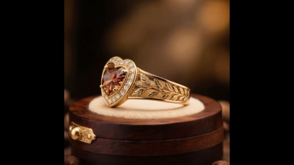 Sotiya Halo Heart Cut Vintage Leaf Coffee Engagement Ring Sterling Silver