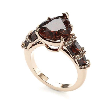 Sotiya Pear Cut Coffee Engagement Ring Sterling Silver-Sotiya