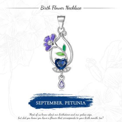 Sotiya Personalized 12 Birthstones Birth Month Flower Necklace Sterling Silver-Sotiya