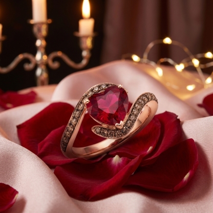 Sotiya Wavy Band Embraces Heart Cut Coffee Engagement Ring Sterling Silver-Sotiya