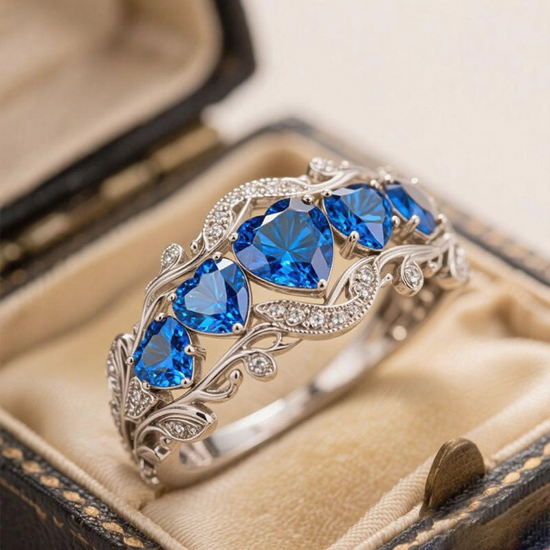 Sotiya Heart Cut Vintage Filigree Wedding Ring Band Sterling Silver-Sotiya