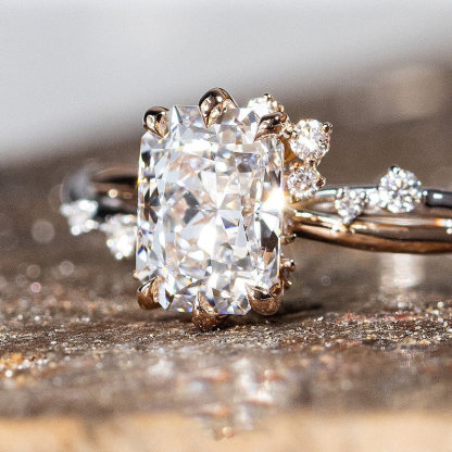 Sotiya Two Tone Twist Radiant Cut Engagement Ring Sterling Silver-Sotiya