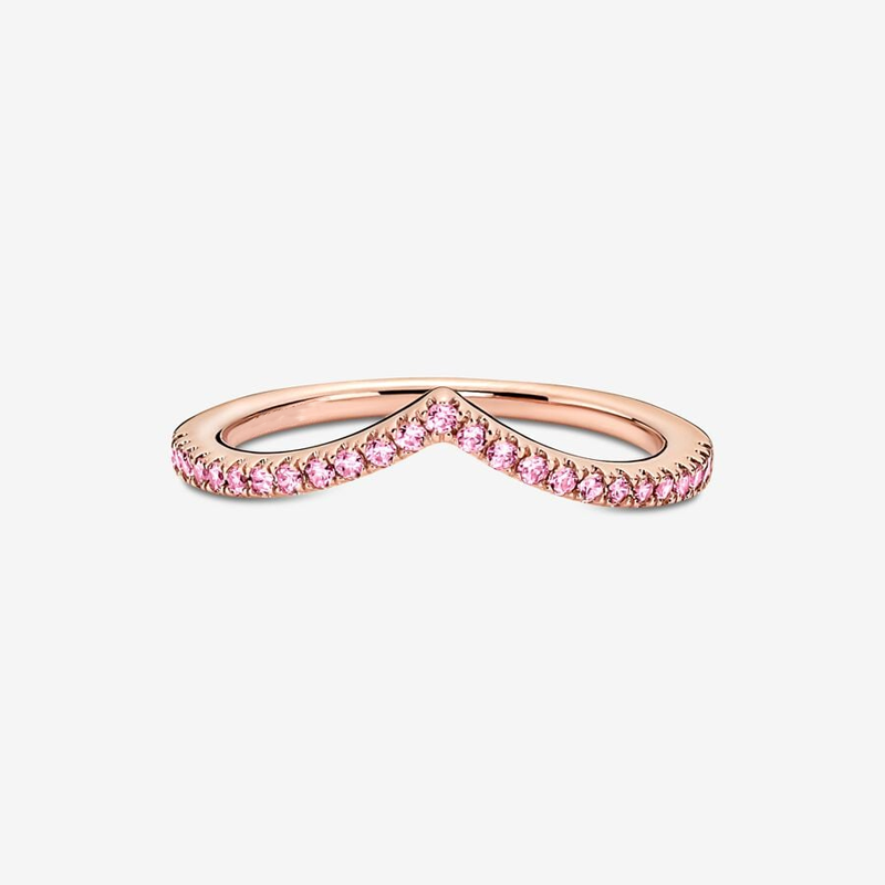Sotiya V Shape Pink Stackable Women's Wedding Ring  Rose Gold Kellie Contour Band Sterling Silver-Sotiya