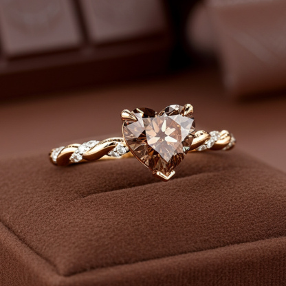 Sotiya Twist Heart Cut Pink/Coffee/White Engagement Ring Sterling Silver-Sotiya