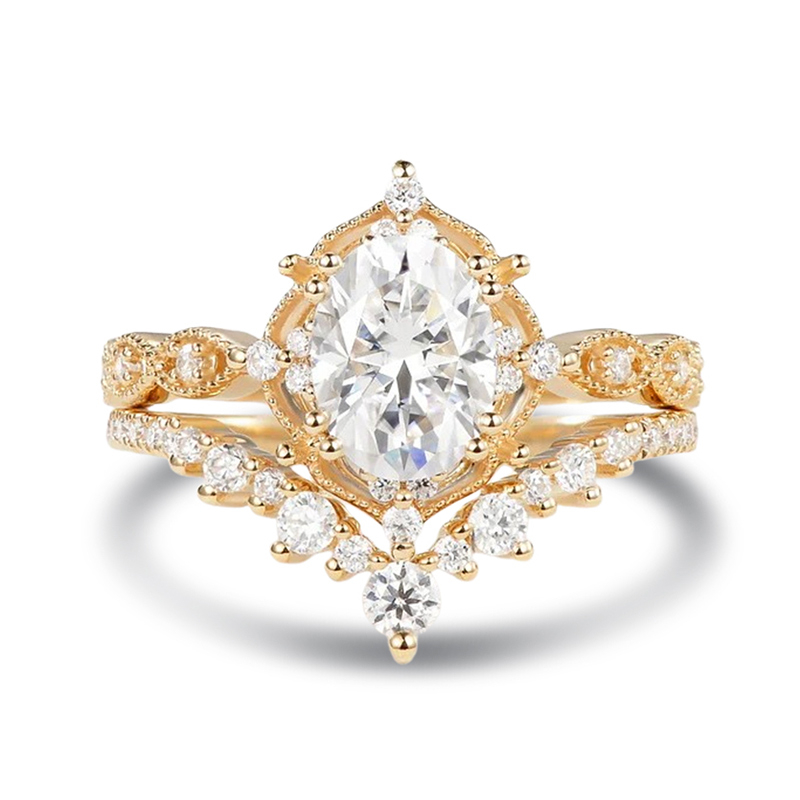 Sotiya Vintage Oval Cut Wedding Bridal Ring Set Sterling Silver-Sotiya