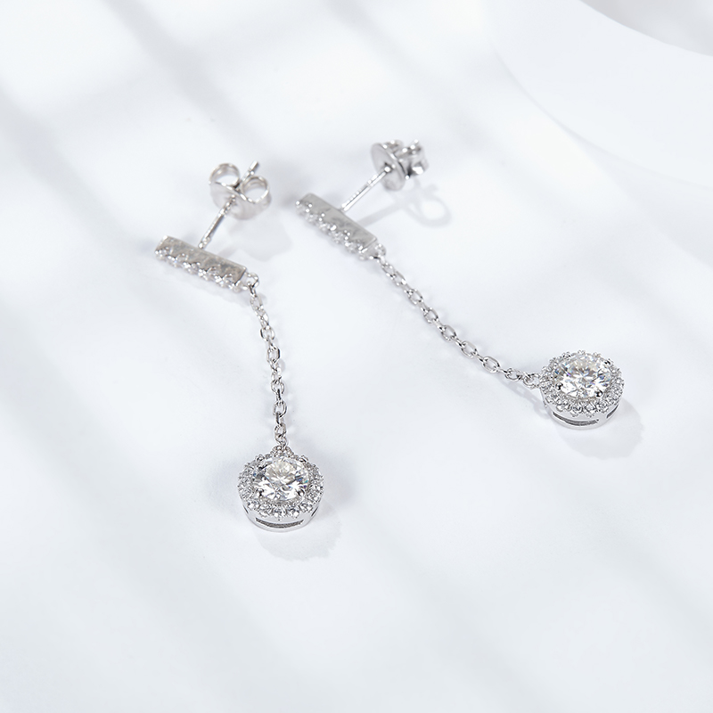 Sotiya Halo Round Cut Moissanite Stud Earrings Sterling Silver-Sotiya