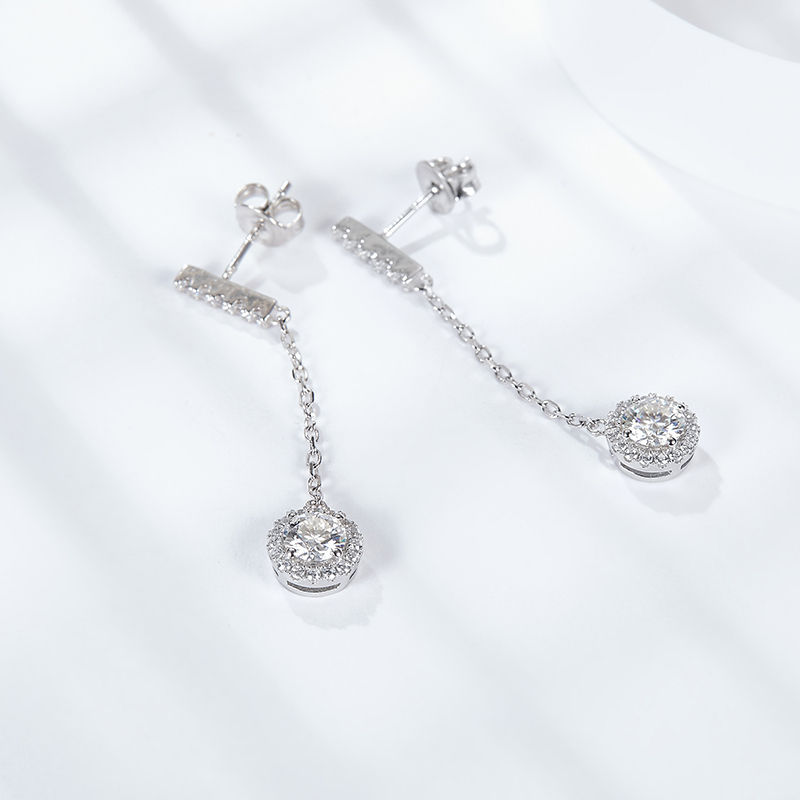 Sotiya Halo Round Cut Moissanite Stud Earrings Sterling Silver-Sotiya