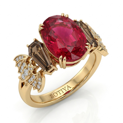 Sotiya Oval Cut and Coffin Cut Coffee Bat Shank Engagement Ring Sterling Silver-Sotiya