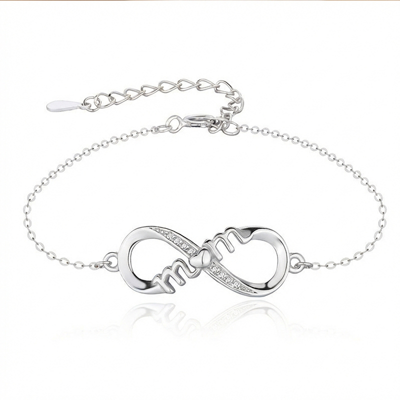 Sotiya Intertwined Infinity and Mom Heart Bracelet Sterling Silver-Sotiya