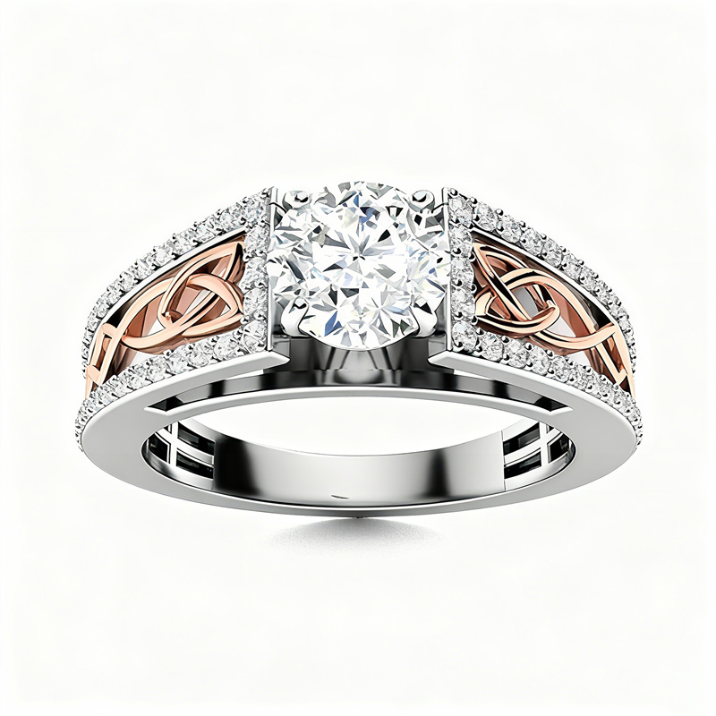 Sotiya Vintage Celtic Knot Round Cut Engagement Ring Sterling Silver-Sotiya