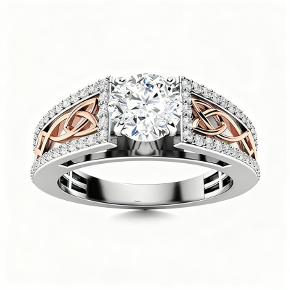 Sotiya Vintage Celtic Knot Round Cut Engagement Ring Sterling Silver-Sotiya