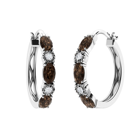 Sotiya Coffee Oval Cut Classic Hoop Earrings Sterling Silver-Sotiya
