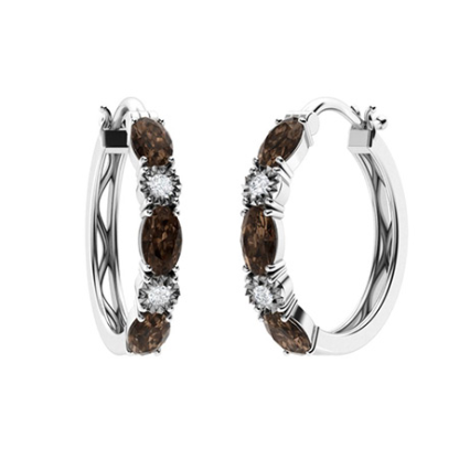 Sotiya Coffee Oval Cut Classic Hoop Earrings Sterling Silver-Sotiya
